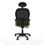 PIQUERAS Y CRESPO Silla de oficina Alocén con mecanismo traslack, malla negra y asiento amarillo