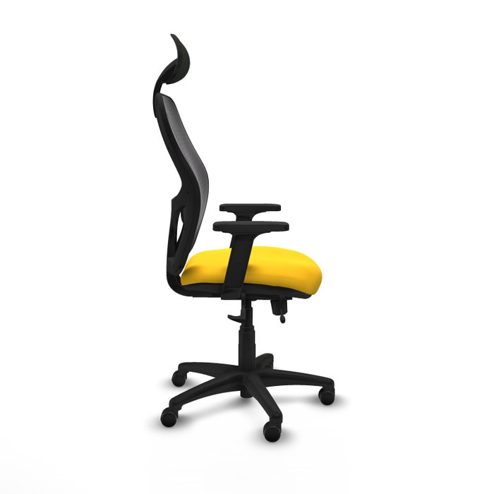 PIQUERAS Y CRESPO Silla de oficina Alocén con mecanismo traslack, malla negra y asiento amarillo PIQUERAS Y CRESPO Silla de oficina Alocén con mecanismo traslack, malla negra y asiento amarillo