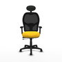 PIQUERAS Y CRESPO Silla de oficina Alocén con mecanismo traslack, malla negra y asiento amarillo