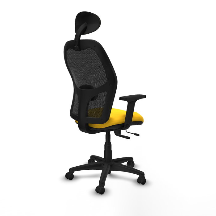 PIQUERAS Y CRESPO Silla de oficina Alocén con mecanismo traslack, malla negra y asiento amarillo PIQUERAS Y CRESPO Silla de oficina Alocén con mecanismo traslack, malla negra y asiento amarillo