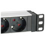 EQUIP Regleta de Pared para Rack 19" 1HE, 7 Tomas C13 con Interruptor y Protección Sobretensiones, Aluminio Negro/Plata, Cable 1.8m, 16A 3500W, Modelo 333309