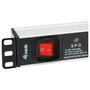 EQUIP Regleta de Pared para Rack 19" 1HE, 7 Tomas C13 con Interruptor y Protección Sobretensiones, Aluminio Negro/Plata, Cable 1.8m, 16A 3500W, Modelo 333309
