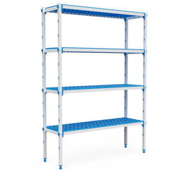 Vollrath Pujadas Estantería 4 Niveles, Estructura Aluminio Anodizado, Resiste -30ºC a 75ºC, Apta Alimentación, Dimensiones 1840 x 555 x 1750 mm