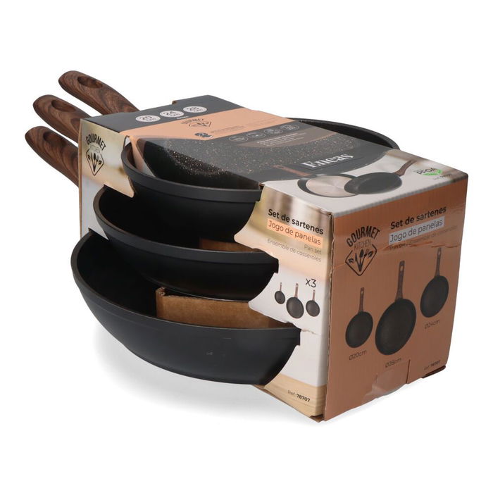Gourmet Kitchen Set 3 sartenes antiadherentes Serie Eneas Ø20 / Ø24 / Ø28 cm Inducción Gourmet Kitchen Set 3 sartenes antiadherentes Serie Eneas Ø20 / Ø24 / Ø28 cm Inducción
