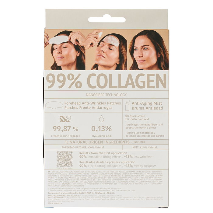 Iroha Parches para la frenter con 99% Colágeno Marino y Bruma Activadora, 3 uds, Efecto Tensor Inmediato, Antiarrugas y Lifting
