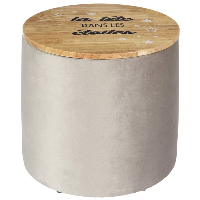 Home Deco Kids Puf Almacenar Infantil Decorativo Tapa Madera