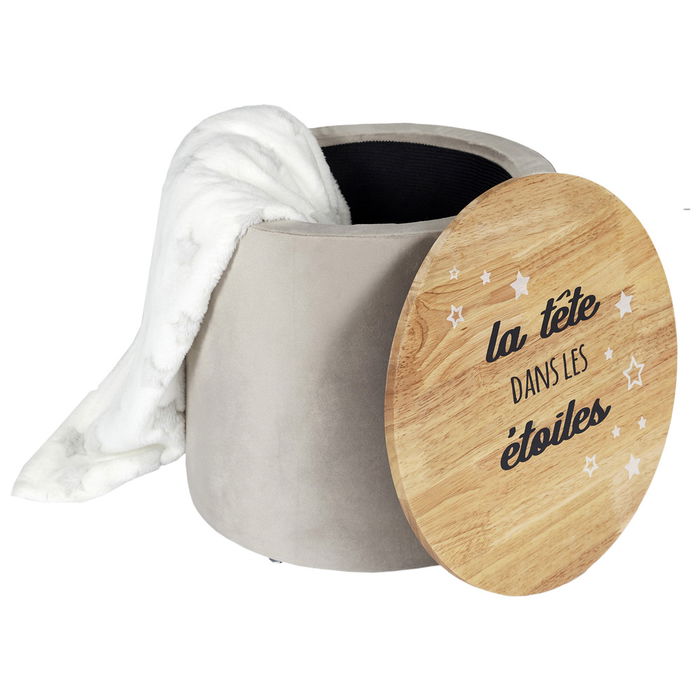 Home Deco Kids Puf Almacenar Infantil Decorativo Tapa Madera