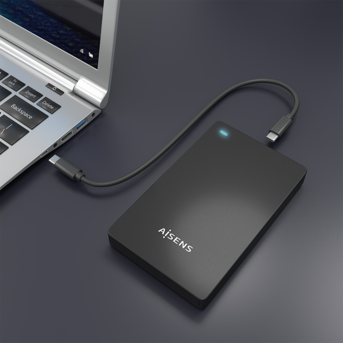 Aisens Caja Externa 2.5″ 9.5mm SATA a USB-C USB3.1 Gen1, Negra