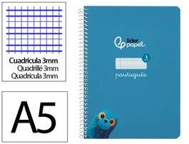 Liderpapel Cuaderno Espiral Pautaguía A5 Tapa Dura Azul