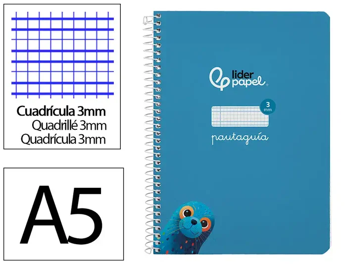 Liderpapel Cuaderno Espiral Pautaguía A5 Tapa Dura Azul Liderpapel Cuaderno Espiral Pautaguía A5 Tapa Dura Azul