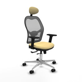 PIQUERAS Y CRESPO Silla de oficina Jorquera con mecanismo Sincro/Traslack, Crema y Gris