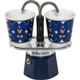 Bialetti Set MINI Express MR BLU Joyful Memories con dos tazas y bandeja de aluminio