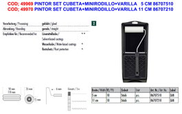 Set de pintor con cubeta, minirrodillo y varilla de 11 cm