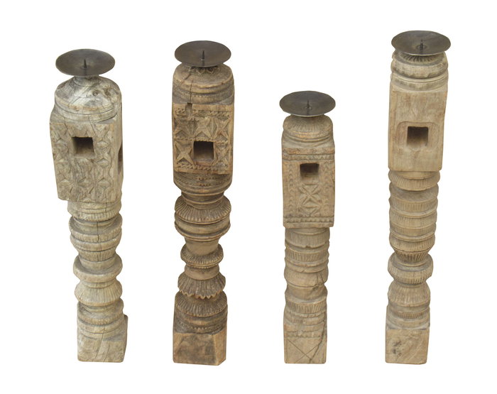 DKD Home Decor Portavelas Natural 8 x 50 x 8 cm (2 Unidades) Madera DKD Home Decor Portavelas Natural 8 x 50 x 8 cm (2 Unidades) Madera