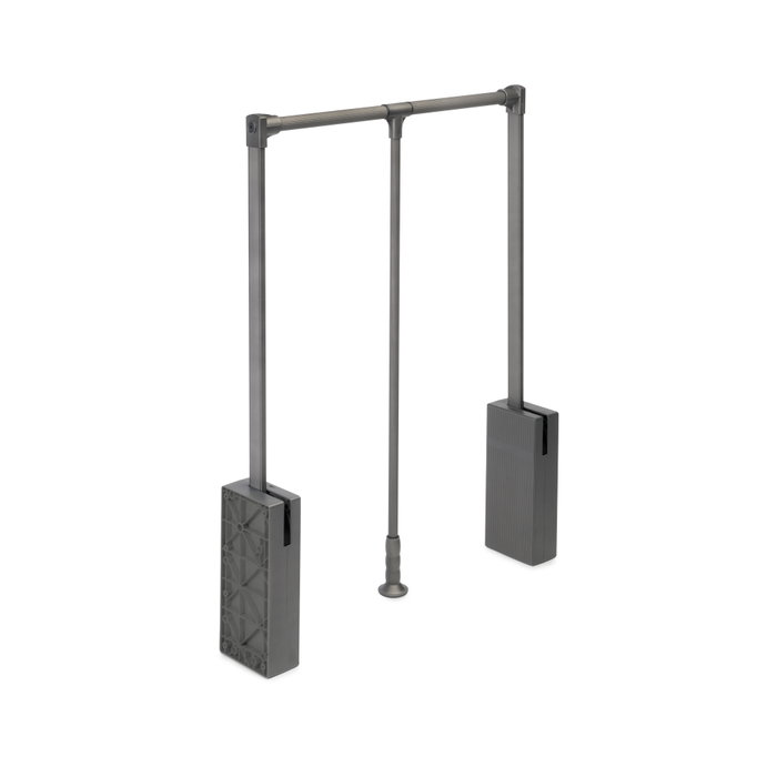 Emuca Colgador abatible para armario Sway, ancho regulable 450-600mm, Acero, Aluminio y Plástico, Pintado Titanio