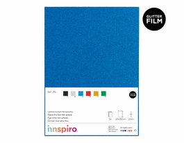 Innspiro Láminas de Goma EVA Azul Cielo con Purpurina 20x30 cm x 2 mm (5 unidades)