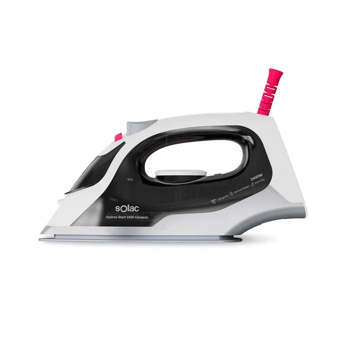 Solac PV2400 Plancha de Vapor-Seco con Suela Cerámica, 2400 W, 120 g/min Vapor Variable, Negro/Blanco, Modelo S91871500
