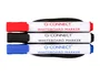 Q-connect Borrador Magnético para Pizarra Blanca con 3 Rotuladores Azul, Negro y Rojo