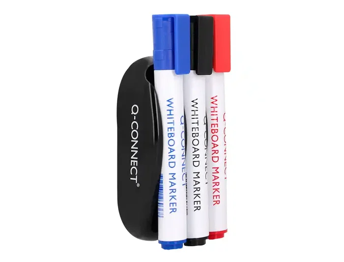 Q-connect Borrador Magnético para Pizarra Blanca con 3 Rotuladores Azul, Negro y Rojo Q-connect Borrador Magnético para Pizarra Blanca con 3 Rotuladores Azul, Negro y Rojo