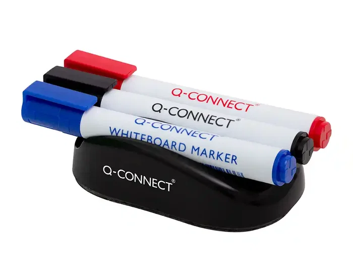 Q-connect Borrador Magnético para Pizarra Blanca con 3 Rotuladores Azul, Negro y Rojo Q-connect Borrador Magnético para Pizarra Blanca con 3 Rotuladores Azul, Negro y Rojo