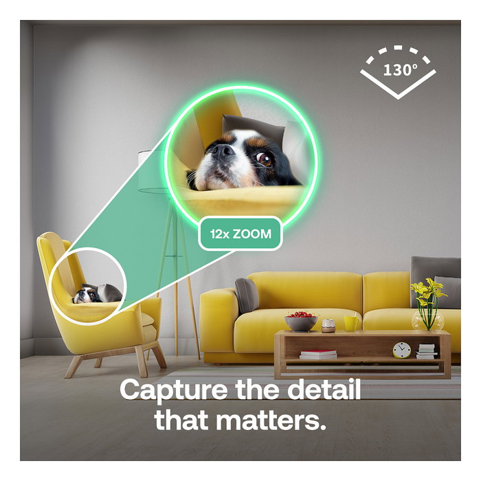 ARLO Cámara de Seguridad Interior Essential 3 2K para Techo/Escritorio, WiFi, Visión Nocturna, 130°, Detección de Movimiento, 3MP, Color Blanco