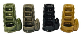 DKD Home Decor Soporte Incienso Oriental Cerámica Verde Gris Negro Mostaza 5 x 11 x 7 cm Set de 5 (8 Unidades)