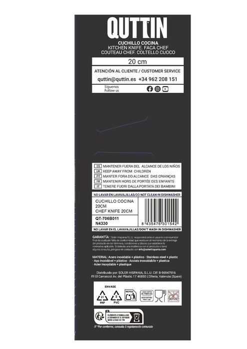 Inde Cuchillo de Cocina Laos 20 cm (24 Unidades)