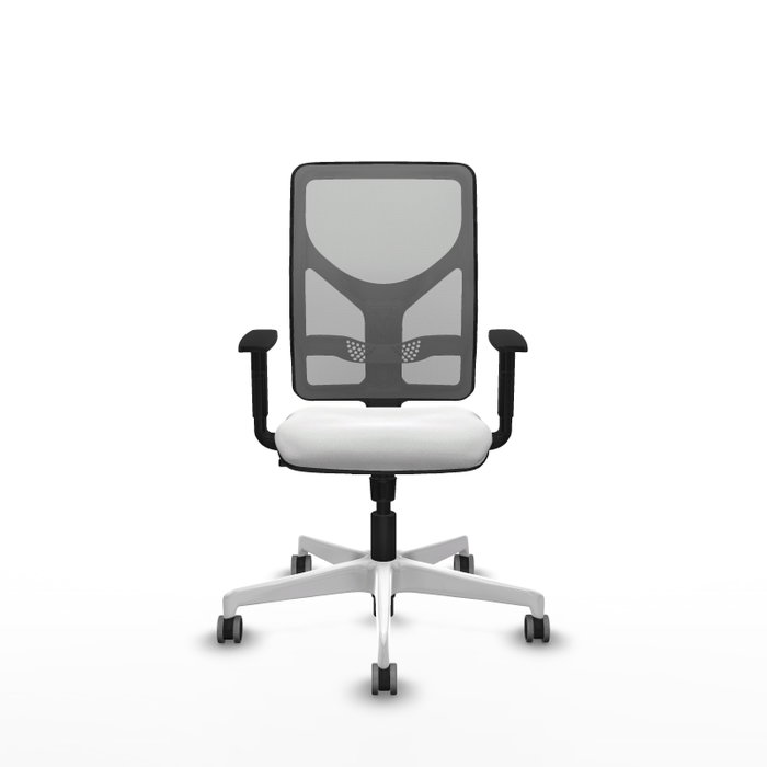 PIQUERAS Y CRESPO Silla de oficina Motilla con mecanismo Sincro, Tela Blanca y Malla Gris