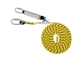 Safetop Línea de vida con absorbedor, altochut de aluminio y mosquetones 20 m