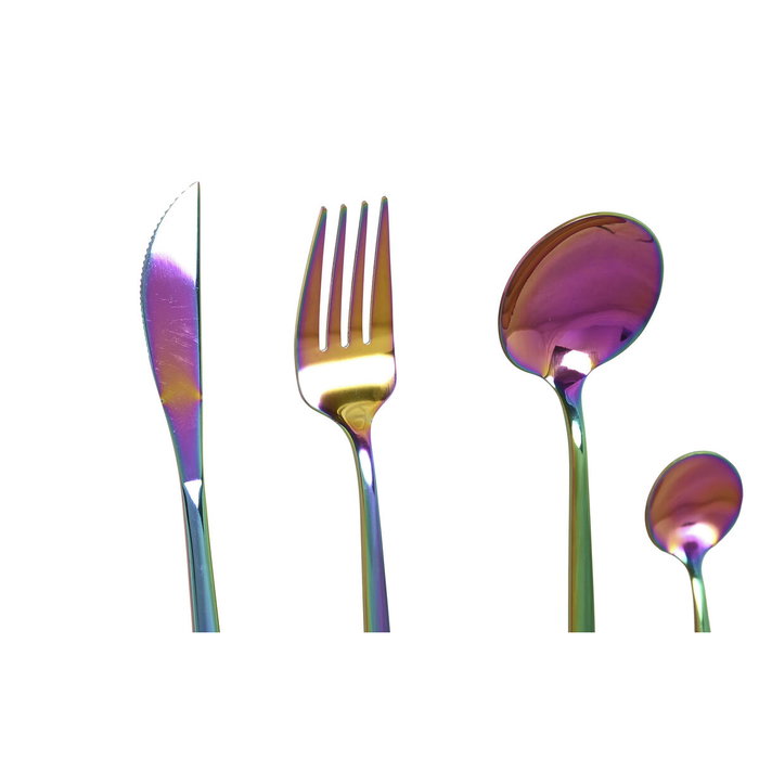 DKD Home Decor Set de Cubertería 16 Piezas Modern Mision Iridiscente Inox