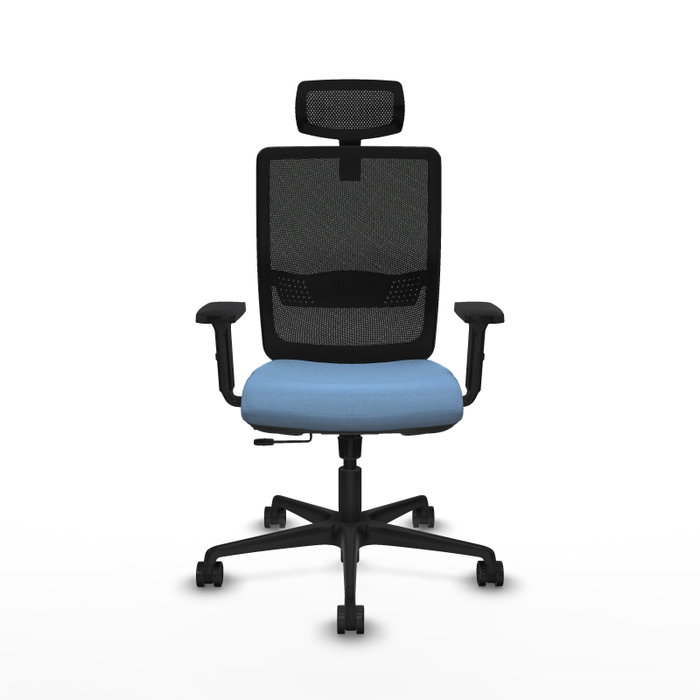 PIQUERAS Y CRESPO Silla de oficina Haches, Tela Azul cielo y Malla Negro