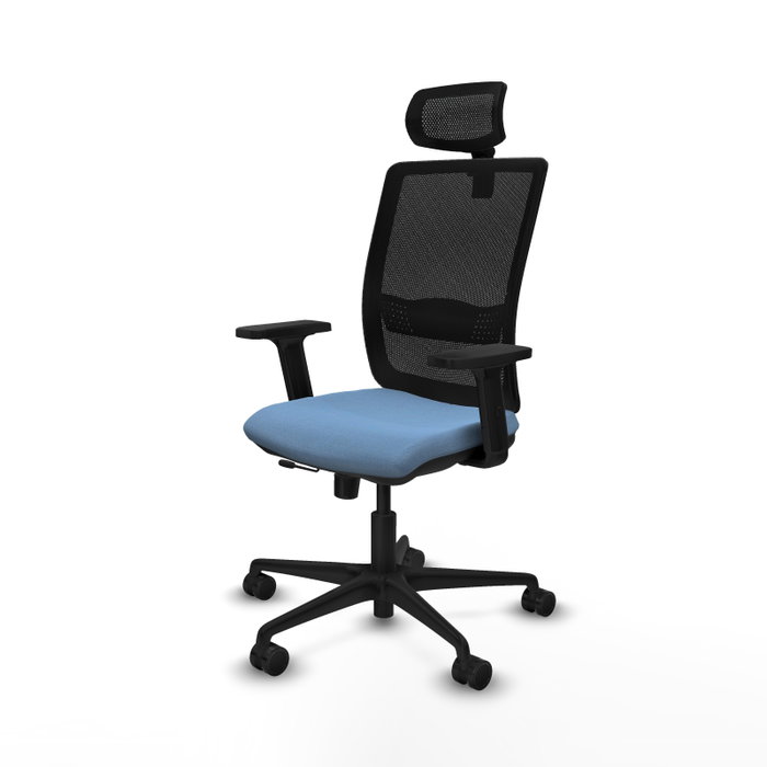 PIQUERAS Y CRESPO Silla de oficina Haches, Tela Azul cielo y Malla Negro