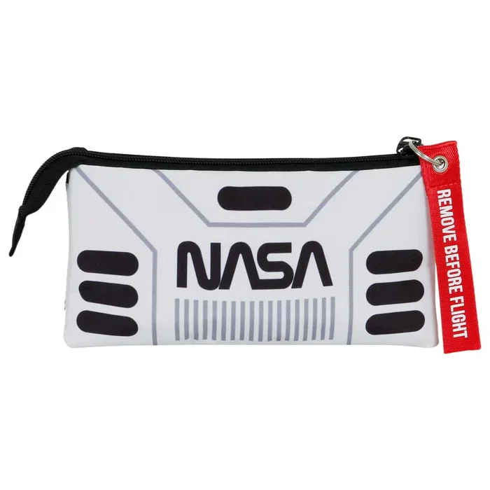 Nasa Portatodo Triple FAN 2.0 Spaceship Estuche Escolar Rectangular con 3 Compartimentos Cierre Cremallera Blanco