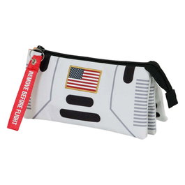 Nasa Portatodo Triple FAN 2.0 Spaceship Estuche Escolar Rectangular con 3 Compartimentos Cierre Cremallera Blanco