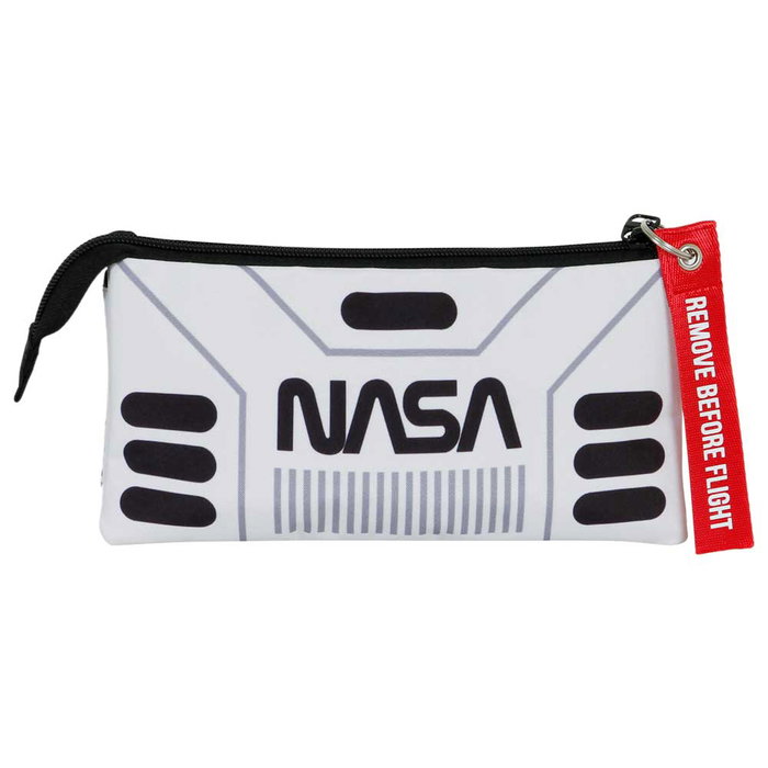 Nasa Portatodo Triple FAN 2.0 Spaceship Estuche Escolar Rectangular con 3 Compartimentos Cierre Cremallera Blanco