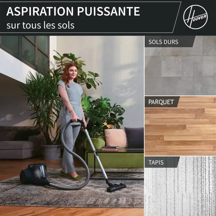 Hoover Aspirador de bidón sin bolsa HP110HM 700 W 2 L Azul