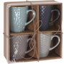 Excellent Houseware Set de 4 tazas de café de gres, 300 ml, colores surtidos