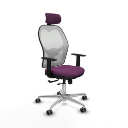 PIQUERAS Y CRESPO Silla de oficina Jorquera con mecanismo Sincro/Traslack, Morado y Blanco