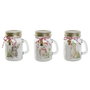 DKD Home Decor Set de 3 Jarras con Velas de Cristal 80 g Blanco y Dorado