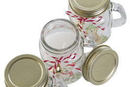 DKD Home Decor Vela Navidad Alpina Blanco Dorado Cristal Cera Parafina 3 Unidades 8 x 5 x 9 cm