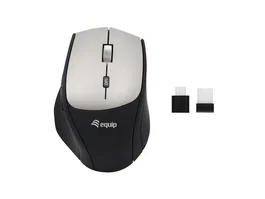 Equip 245115 Ratón Inalámbrico RF Óptico 2400 DPI para Oficina, Ergonómico Mano Derecha, 6 Botones, Negro