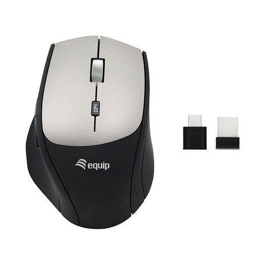 EQUIP Ratón Óptico Inalámbrico 245115 2400 DPI USB-C/A Negro Mano Derecha Confort EQUIP Ratón Óptico Inalámbrico 245115 2400 DPI USB-C/A Negro Mano Derecha Confort