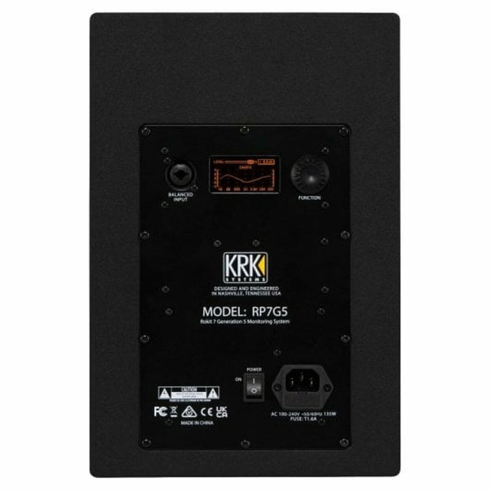 KRK RP7G5 Monitor de Estudio Activo de 7" con Amplificación Clase D de 145W y Modos de Sonorización Ajustables para Músicos y Productores