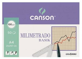 Bloc De Dibujo Guarro-Canson Basik Milimetrado Encolado A4 100G 50H