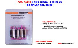 LAMS Juego de 12 Muelas de Afilar REF 92560
