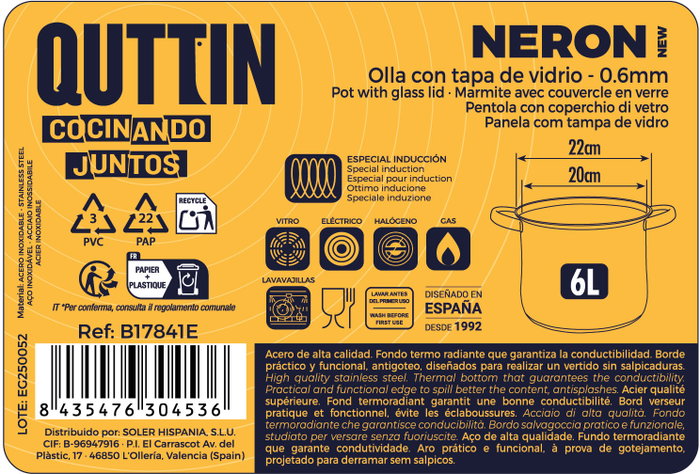 Inde Olla New Neron 22 cm Acero Inoxidable (4 Unidades) Inde Olla New Neron 22 cm Acero Inoxidable (4 Unidades)