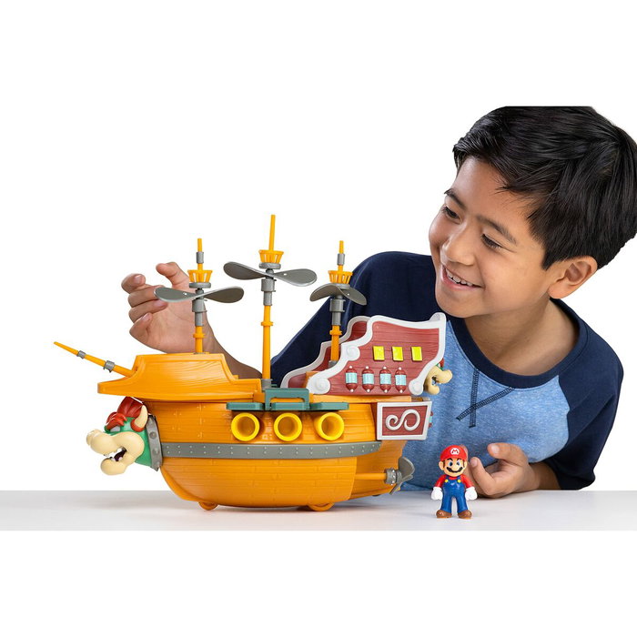 JAKKS PACIFIC Playset Deluxe Aeronave Bowser Super Mario con Figura de 6 cm