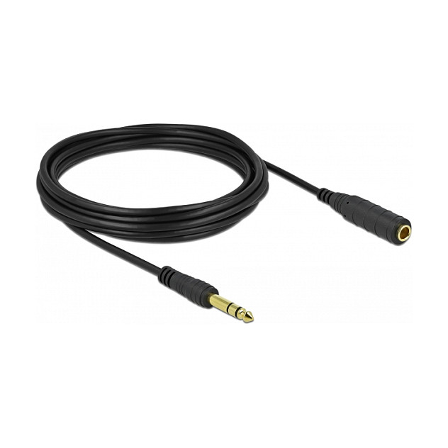 DeLOCK Cable de extensión de audio 6,35 mm 3 Pin Macho a Hembra 5 m Negro