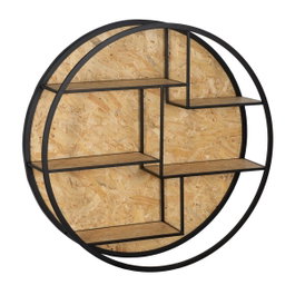 Ixia Estantería de Pared Natural-Negro DM-Metal 92 x 24 x 92 cm