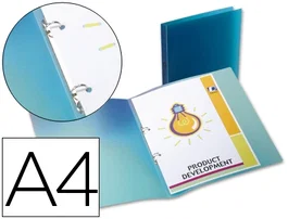 Liderpapel Carpeta de 2 anillas redondas 15 mm Azul translúcido DIN A4